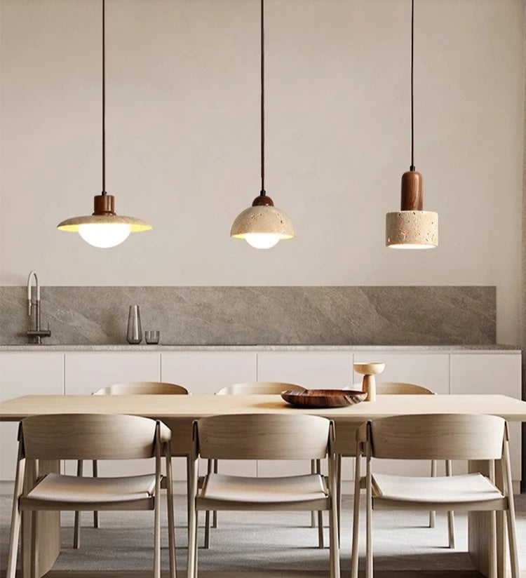 Travertine Natural Stone Wabi Sabi Pendant Light