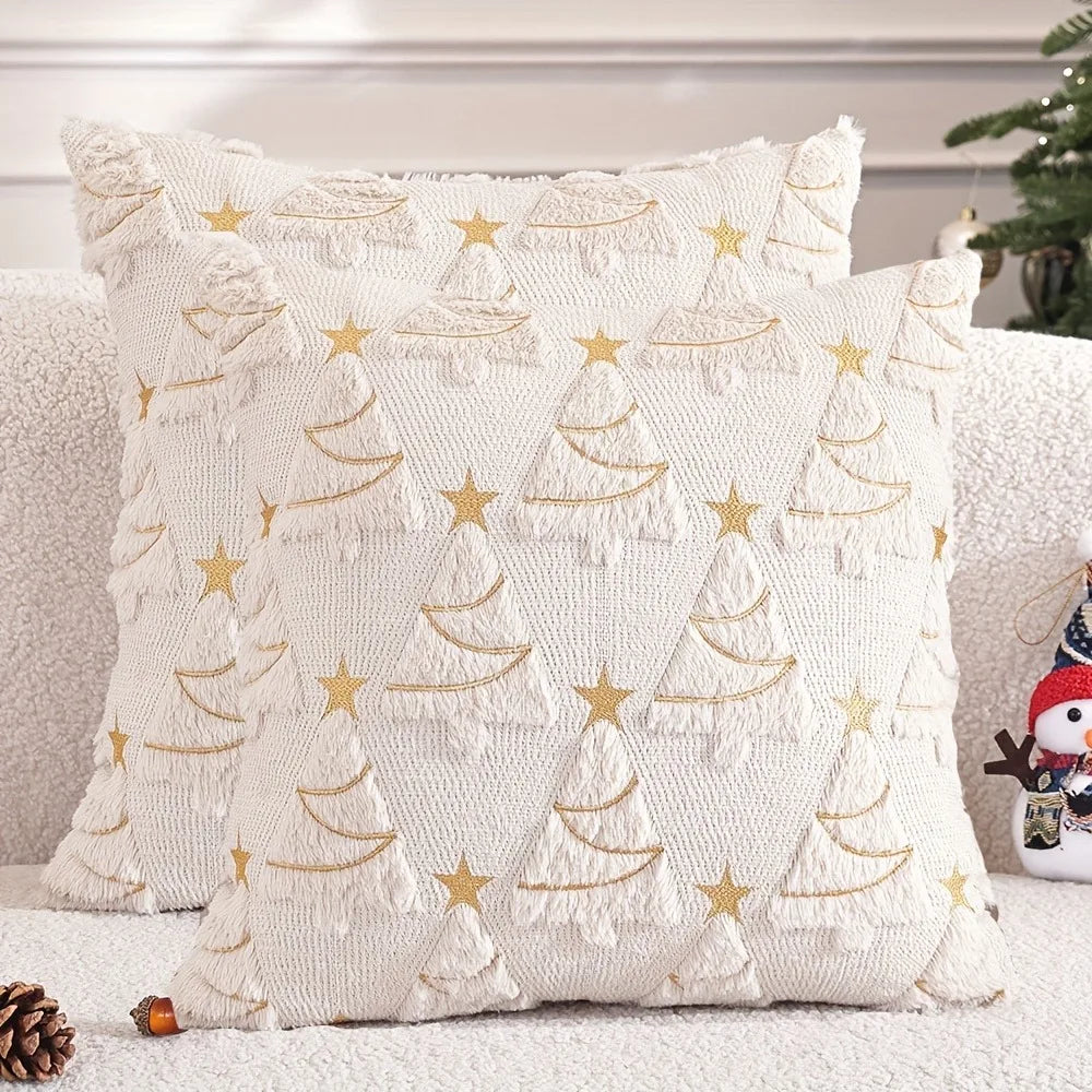 Beige Christmas Throw Pillow Covers