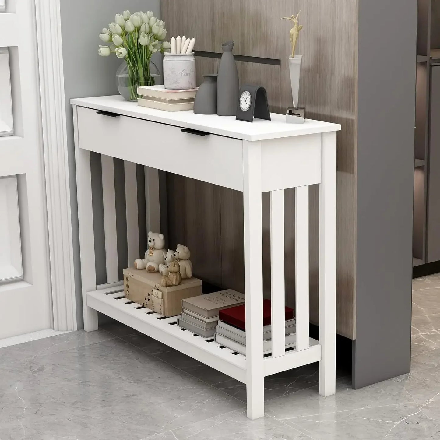 Modern Wood Entryway Table with Drawer