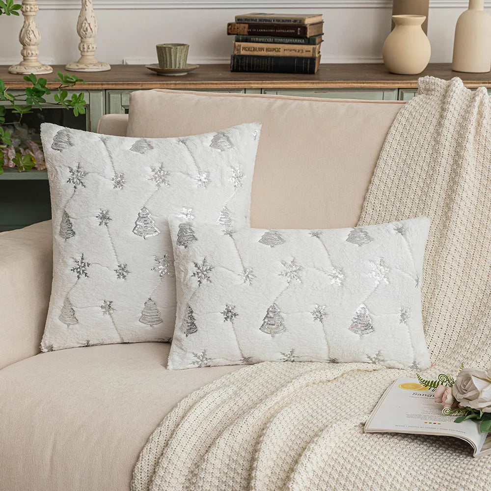Sparkling Snowflake Christmas Throw Pillow Cover