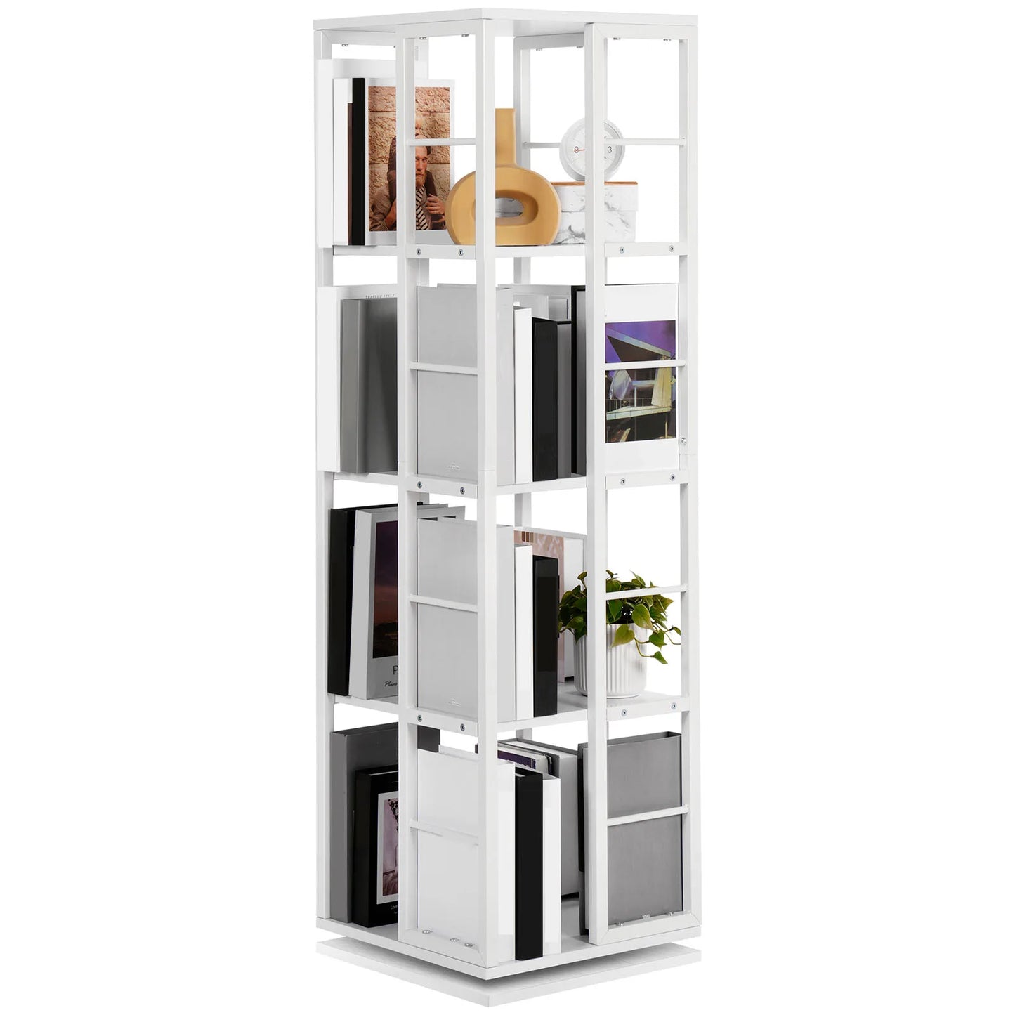 Rotating 4-Storey Square Bookshelf
