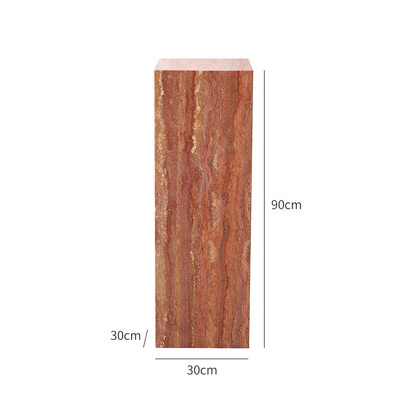 Red Travertine Sculpture Display