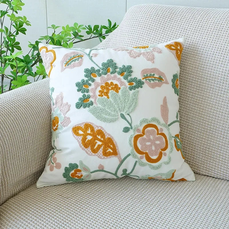 Blue Cute & Floral Throw Pillow Cover
