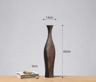 Vertical Black Resin Vase