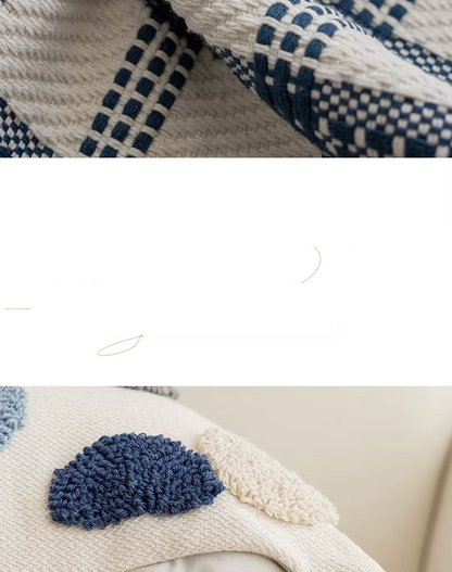 Blue Plush Throw Pillow Cover