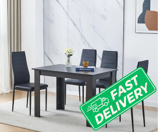 BonChoice 5 Piece Wooden Dining Room Table and Chairs Set