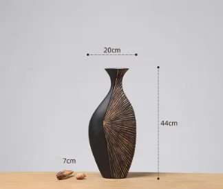 Vertical Black Resin Vase
