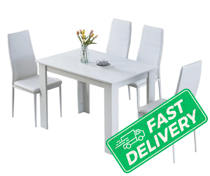 BonChoice 5 Piece Wooden Dining Room Table and Chairs Set