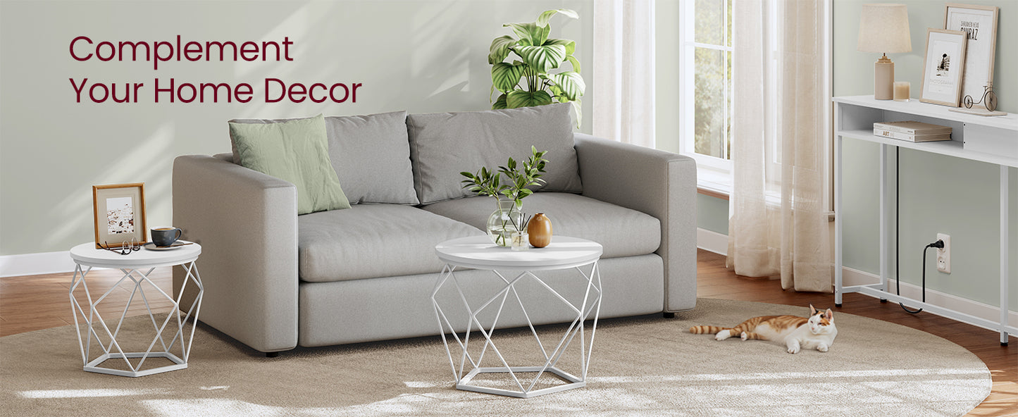 VASAGLE Round Coffee Table, Set of 2