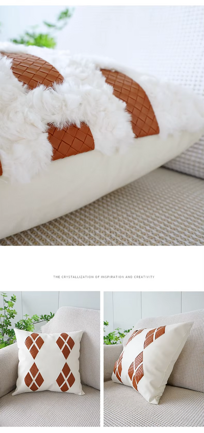 Orange Leather Throw Pillowcase