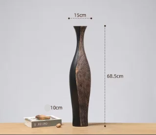 Vertical Black Resin Vase