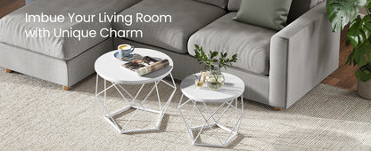 VASAGLE Round Coffee Table, Set of 2