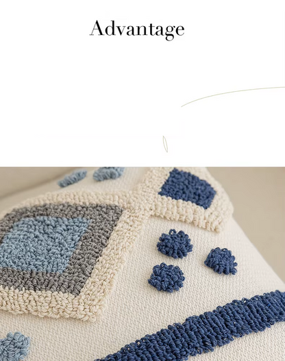 Blue Plush Throw Pillow Cover