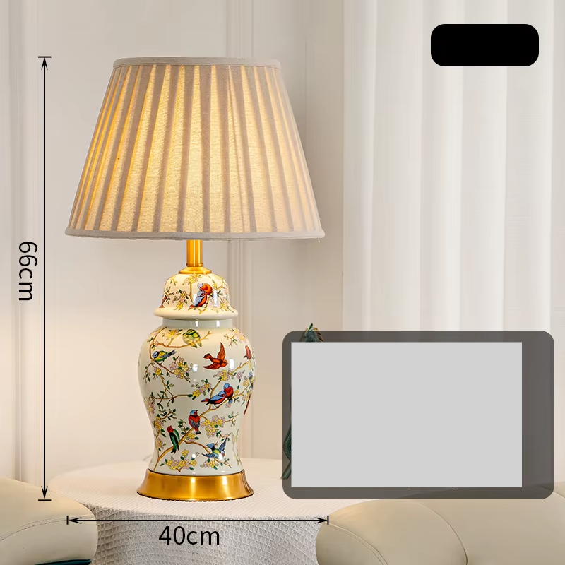 Magpie Chinese Flower And Bird Ceramic Table Lamp