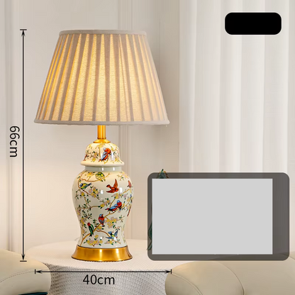 Magpie Chinese Flower And Bird Ceramic Table Lamp