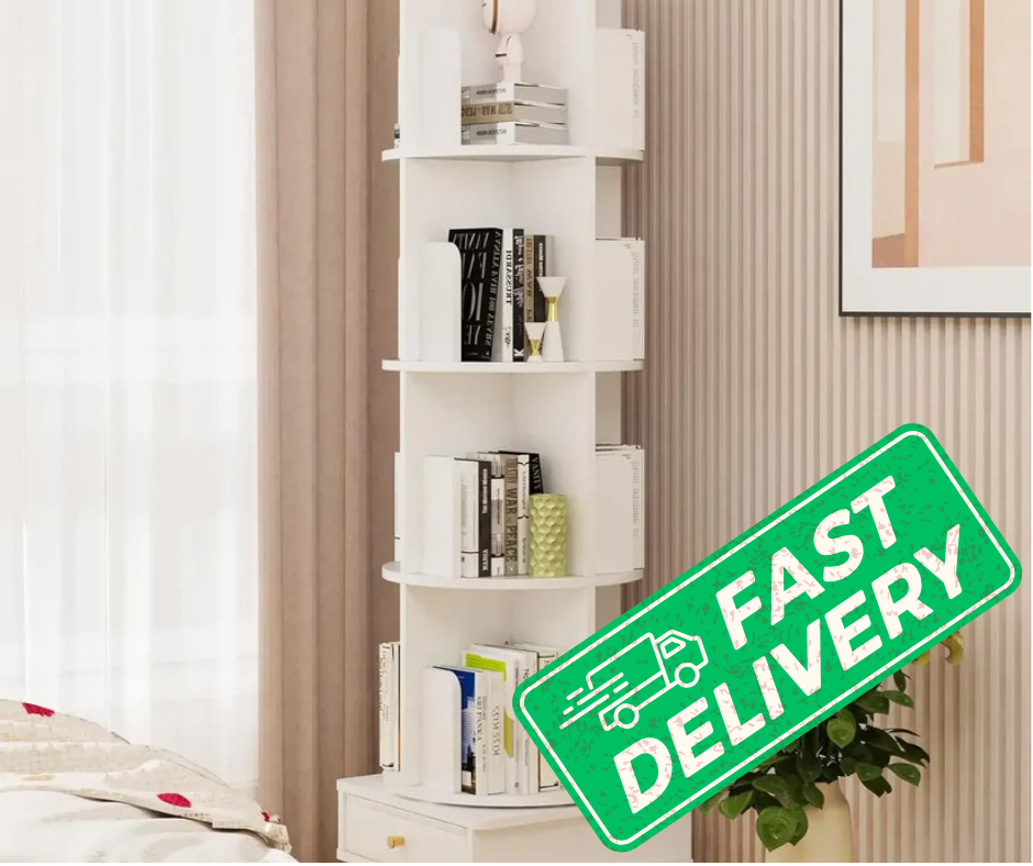 Wooden 4-layer Corner Bookshelf