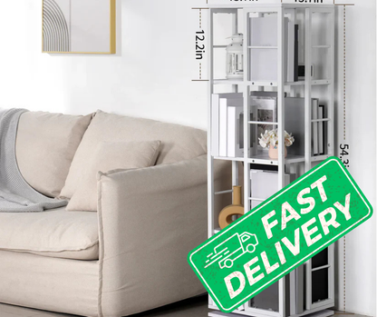 Rotating 4-Storey Square Bookshelf