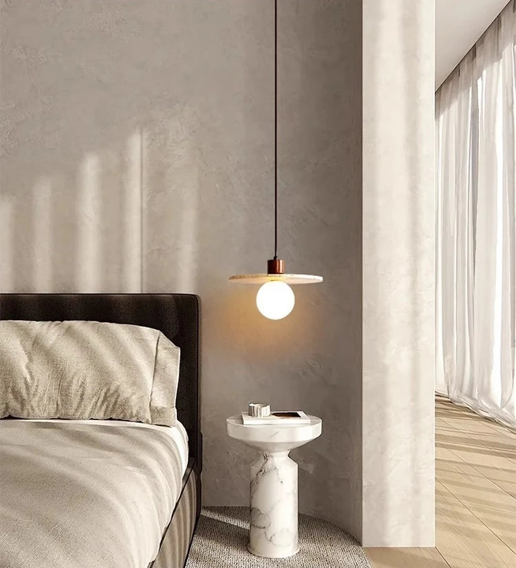 Travertine Natural Stone Wabi Sabi Pendant Light