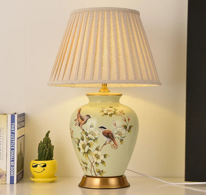 Flower & Bird Ceramic Table Lamp