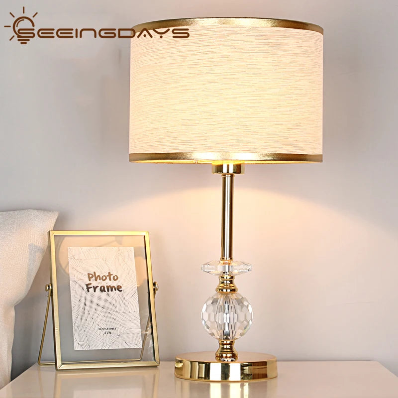 Golden Edge Crystal Table Lamp