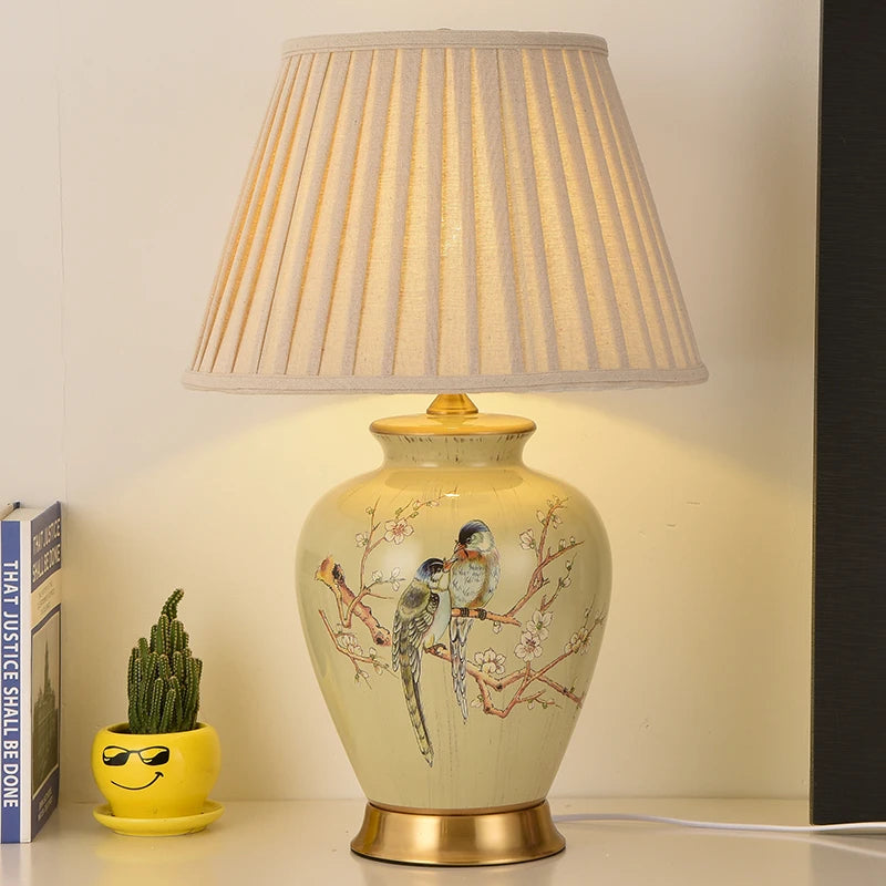 Flower & Bird Ceramic Table Lamp