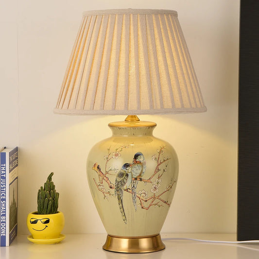 Flower & Bird Ceramic Table Lamp