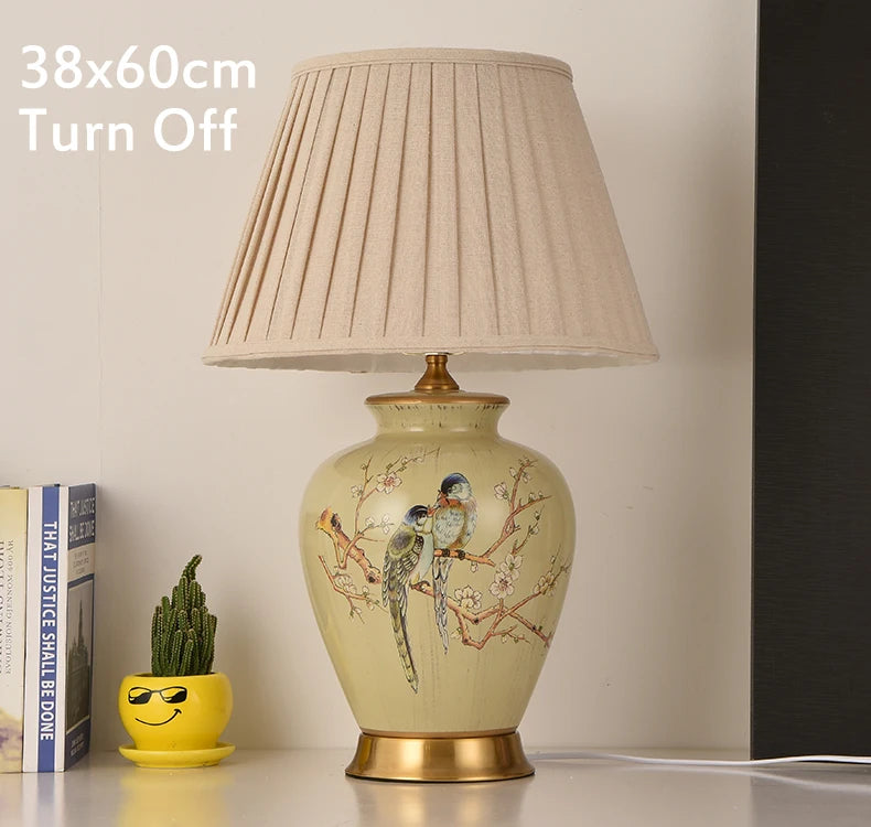 Flower & Bird Ceramic Table Lamp