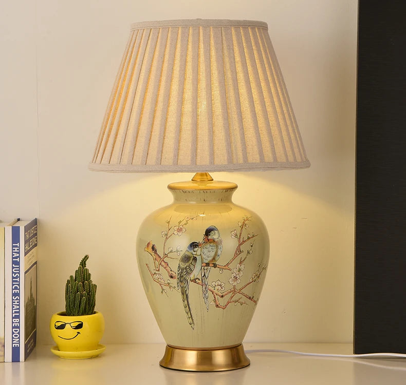 Flower & Bird Ceramic Table Lamp