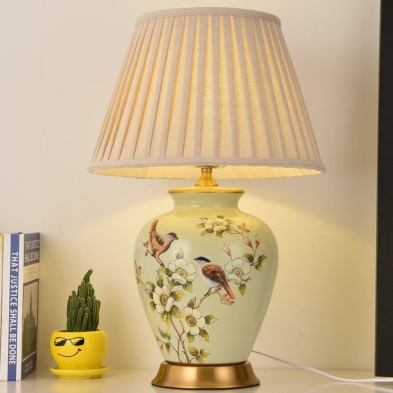 Flower & Bird Ceramic Table Lamp