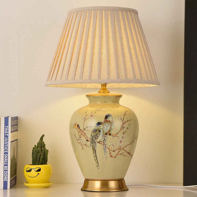 Flower & Bird Ceramic Table Lamp