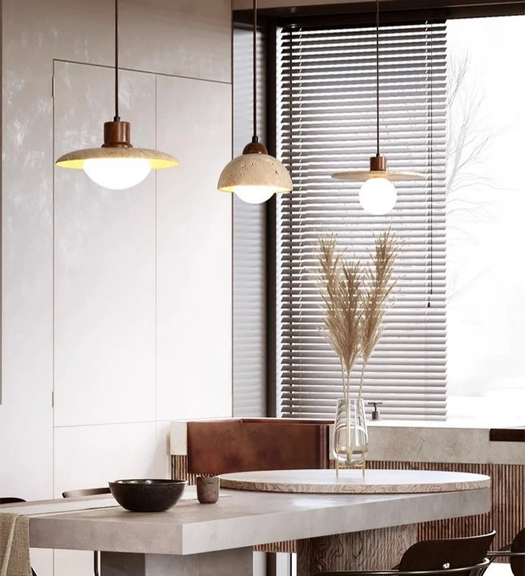 Travertine Natural Stone Wabi Sabi Pendant Light – Klassyx