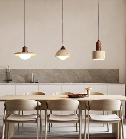 Travertine Natural Stone Wabi Sabi Pendant Light