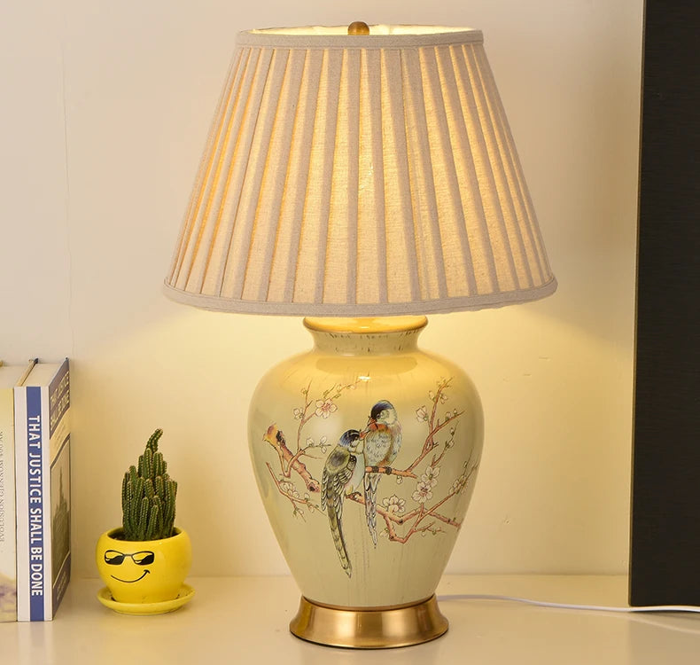 Flower & Bird Ceramic Table Lamp
