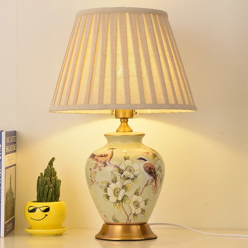 Flower & Bird Ceramic Table Lamp