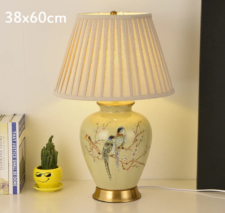 Flower & Bird Ceramic Table Lamp