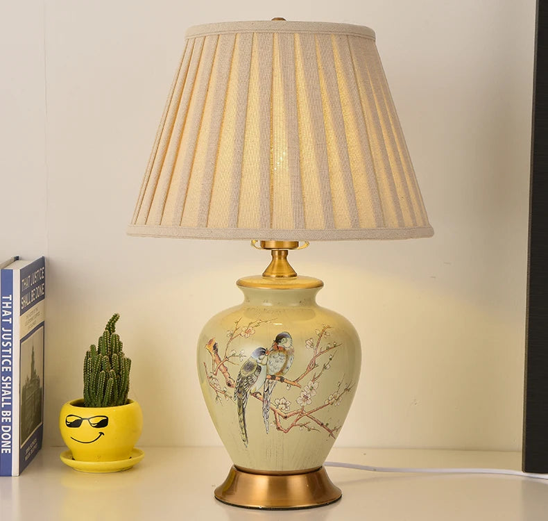 Flower & Bird Ceramic Table Lamp