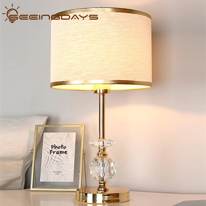 Golden Edge Crystal Table Lamp