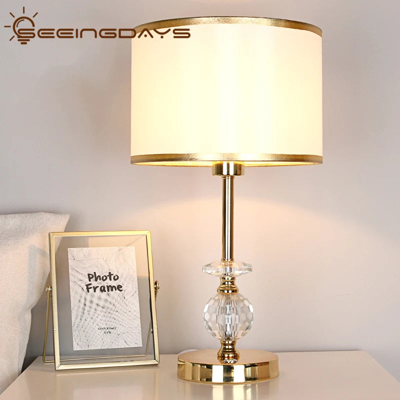 Golden Edge Crystal Table Lamp