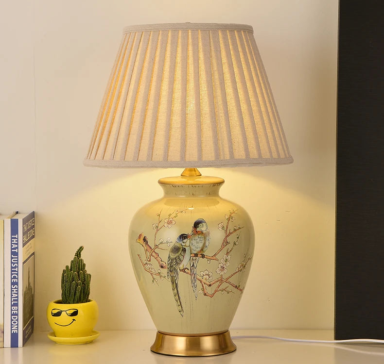 Flower & Bird Ceramic Table Lamp