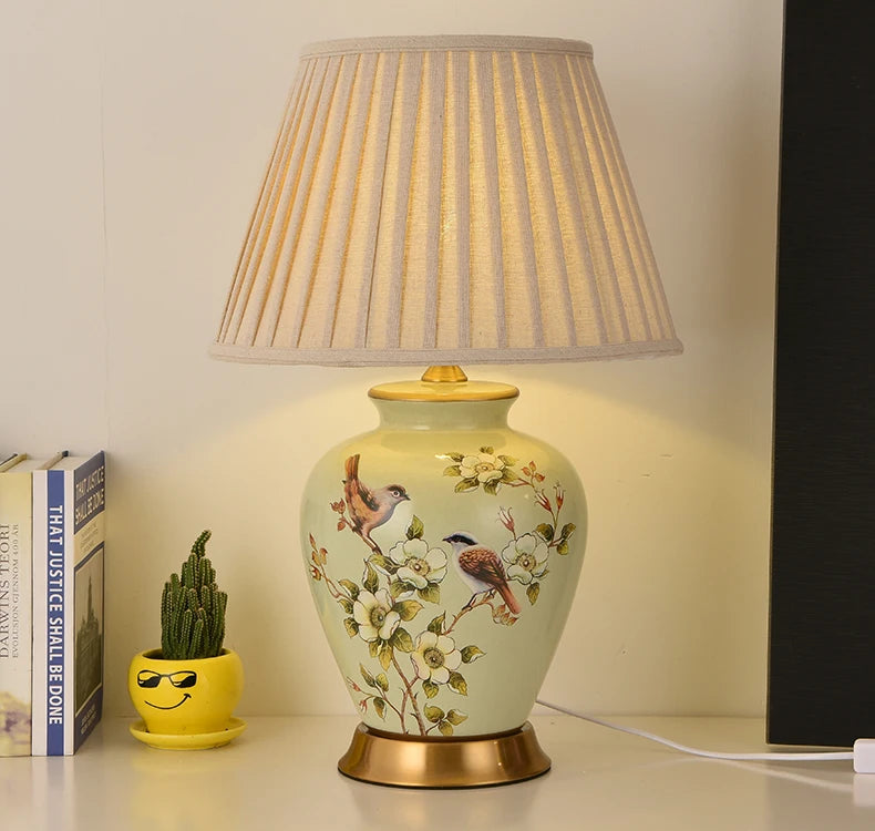Flower & Bird Ceramic Table Lamp