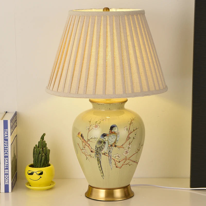 Flower & Bird Ceramic Table Lamp