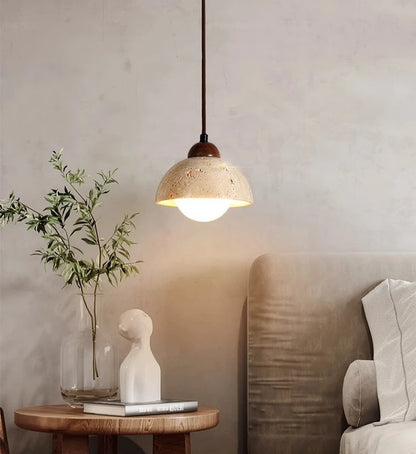 Travertine Natural Stone Wabi Sabi Pendant Light