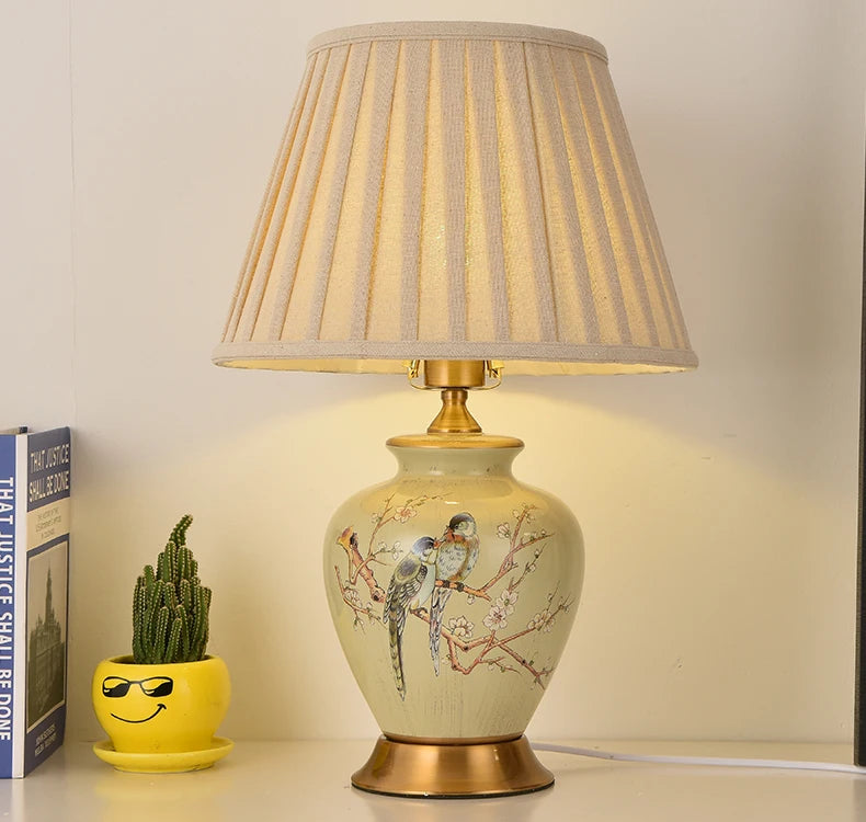 Flower & Bird Ceramic Table Lamp