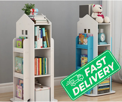 Kids' House Frame Rotating Bookshelf