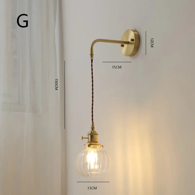 Retro Flower Style Glass Wall Lamp