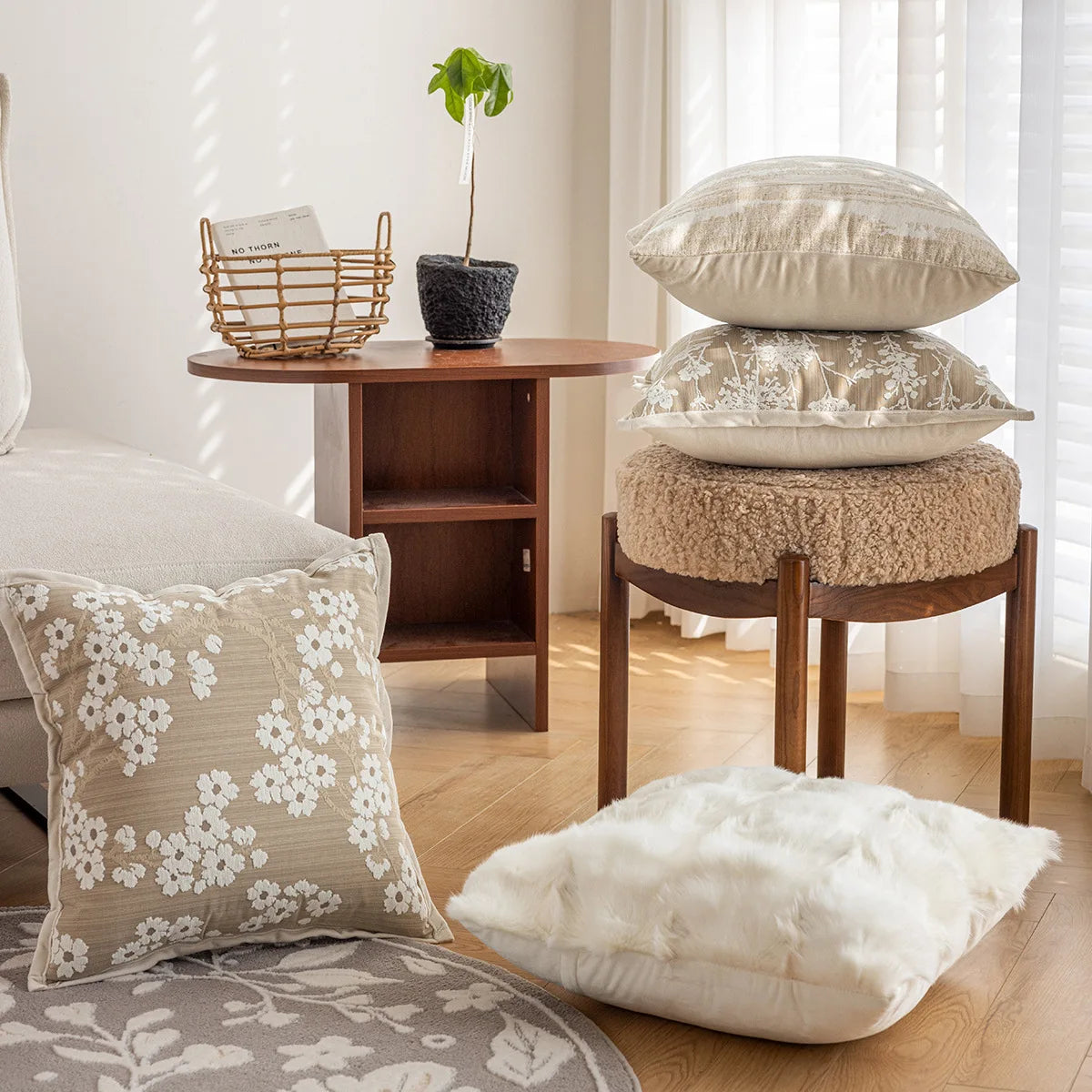 Khaki Throw Pillow Cover