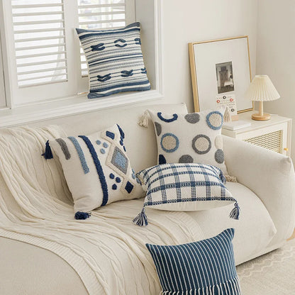 Blue Plush Throw Pillow Cover