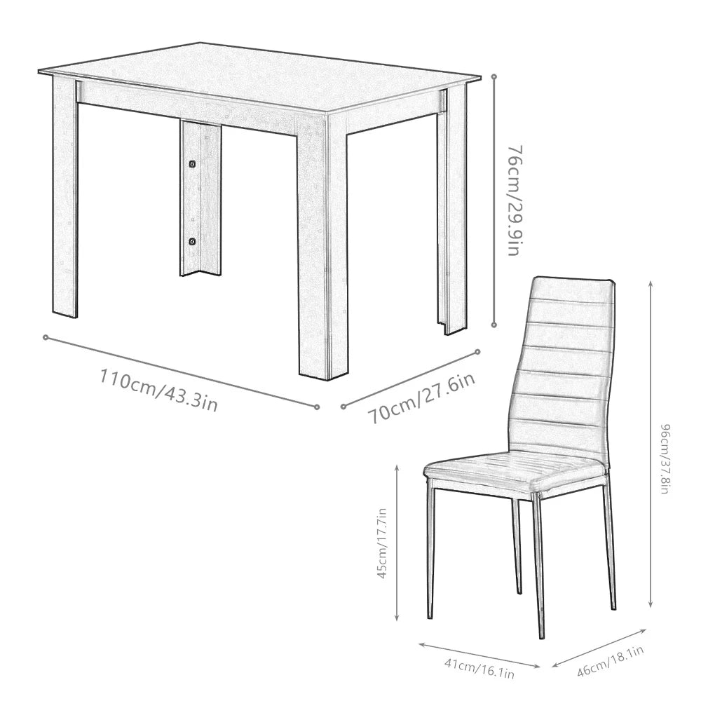 BonChoice 5 Piece Wooden Dining Room Table and Chairs Set