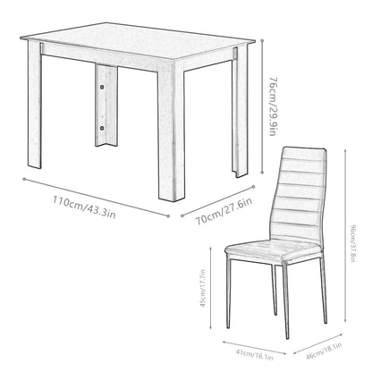 BonChoice 5 Piece Wooden Dining Room Table and Chairs Set