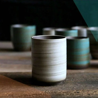 Hand-Painted Crackle Glaze Stoneware Mug